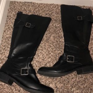 Black calf high boots size 9